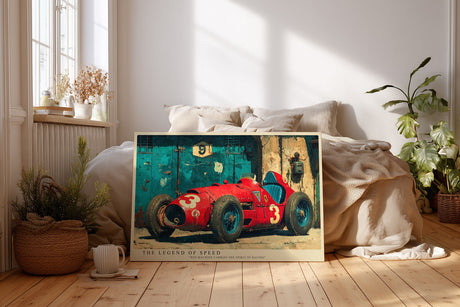 Paul Sinus Wandbild The Legend of Speed – Klassischer roter Rennwagen, Symbol für Geschwindigkeit, Mut und mechanische Eleganz