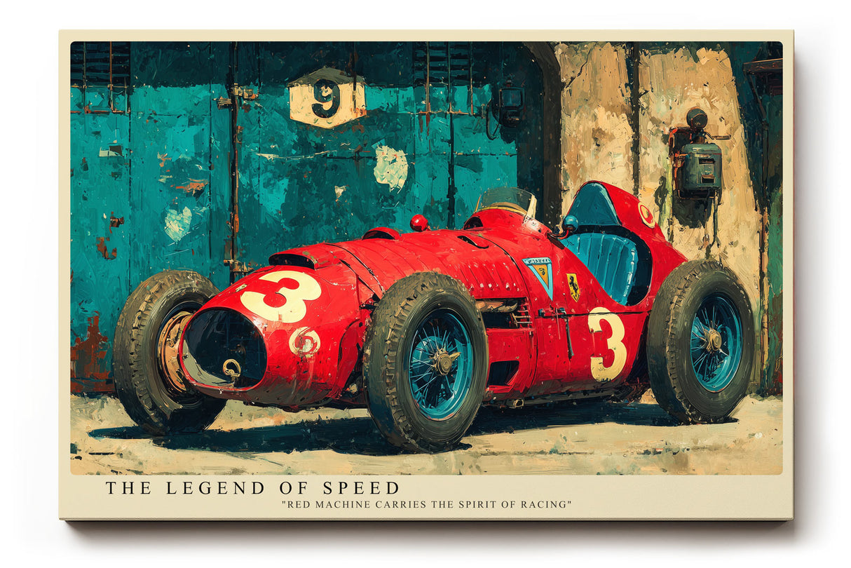 Paul Sinus Wandbild The Legend of Speed – Klassischer roter Rennwagen, Symbol für Geschwindigkeit, Mut und mechanische Eleganz