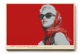 Paul Sinus Wandbild The Legendary Icon stilvolles Retro Porträt einer Frau mit Sonnenbrille und rotem Hintergrund für moderne Räume mit Glamour und Eleganz