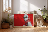 Paul Sinus Wandbild The Legendary Icon stilvolles Retro Porträt einer Frau mit Sonnenbrille und rotem Hintergrund für moderne Räume mit Glamour und Eleganz