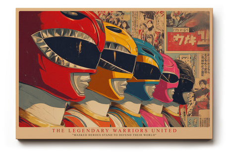 Paul Sinus Wandbild The Legendary Warriors United – Retro-inspiriertes Heldenmotiv in kräftigen Farben, Symbol für Teamgeist und Stärke