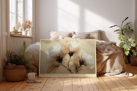 Paul Sinus Wandbild The Lightness of Bloom – zarte transluzente Blüten in sanften Creme- und Brauntönen symbolisieren Anmut und Vergänglichkeit