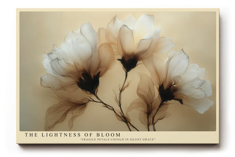 Paul Sinus Wandbild The Lightness of Bloom – zarte transluzente Blüten in sanften Creme- und Brauntönen symbolisieren Anmut und Vergänglichkeit