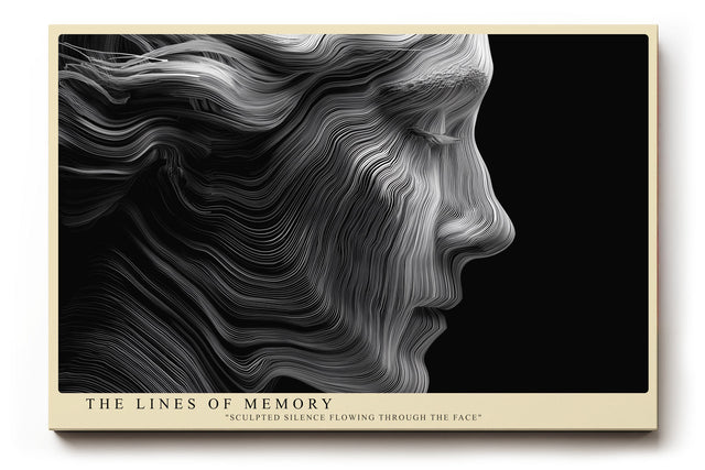 Paul Sinus Wandbild The Lines of Memory – Künstlerische Darstellung eines Gesichts in fließenden Linien – Ausdrucksstarkes Wandbild mit plastischer Tiefe und emotionaler Symbolik.