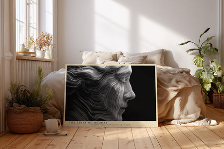 Paul Sinus Wandbild The Lines of Memory – Künstlerische Darstellung eines Gesichts in fließenden Linien – Ausdrucksstarkes Wandbild mit plastischer Tiefe und emotionaler Symbolik.