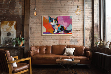 Paul Sinus Wandbild The Little Soul of Colors Cute Little Cat Rests in Colorful Shapes