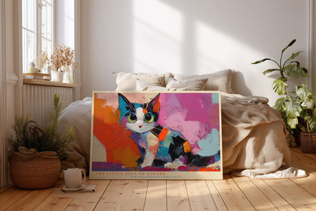 Paul Sinus Wandbild The Little Soul of Colors Cute Little Cat Rests in Colorful Shapes
