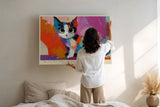 Paul Sinus Wandbild The Little Soul of Colors Cute Little Cat Rests in Colorful Shapes