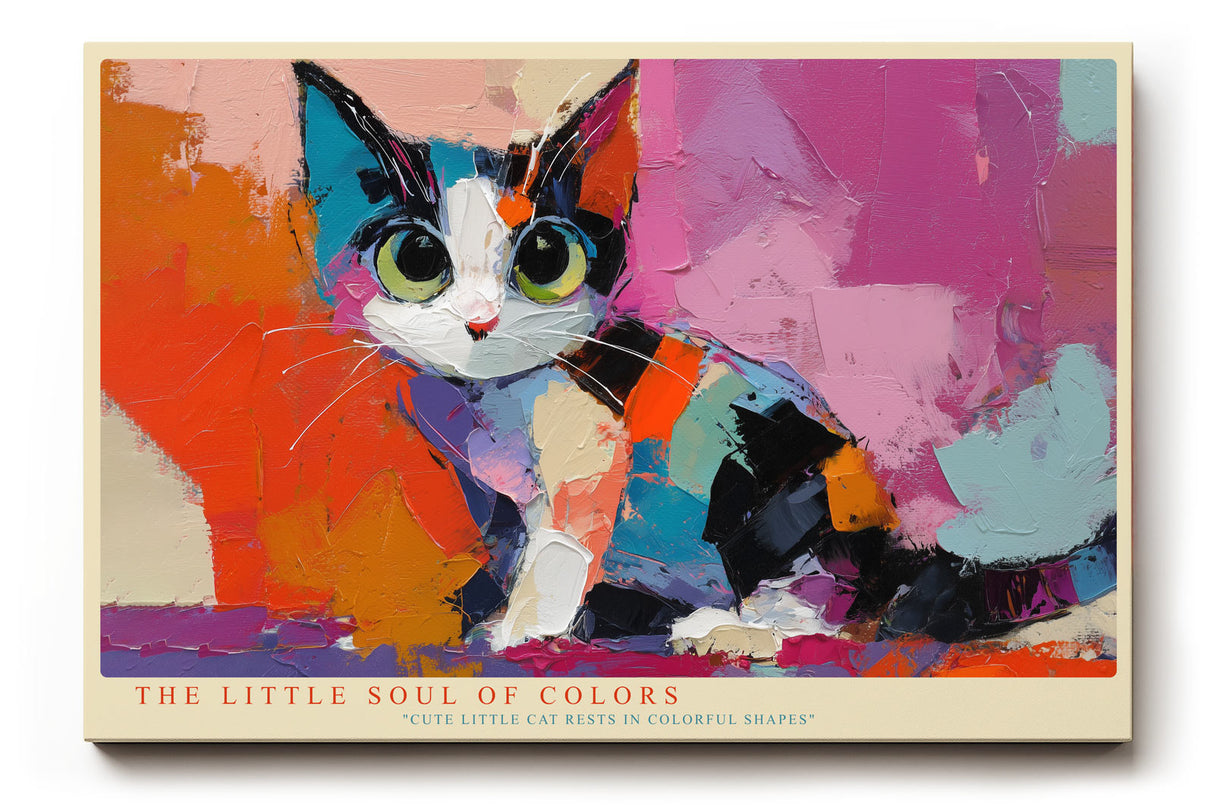 Paul Sinus Wandbild The Little Soul of Colors Cute Little Cat Rests in Colorful Shapes