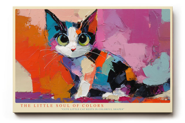 Paul Sinus Wandbild The Little Soul of Colors Cute Little Cat Rests in Colorful Shapes