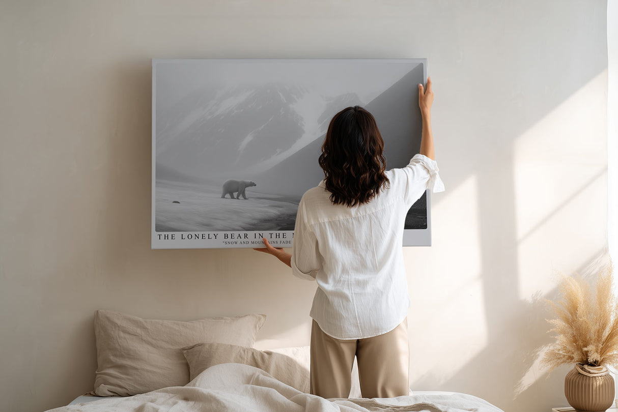 Paul Sinus Wandbild The Lonely Bear in the Mist Polar Silence Across Grey Mountains