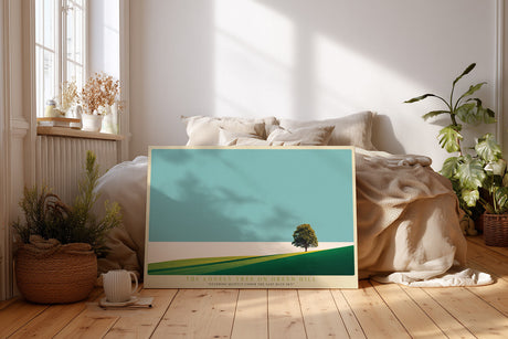 Paul Sinus Wandbild The Lonely Tree on Green Hill Standing Quietly Under the Vast Blue Sky