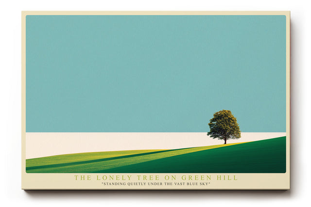 Paul Sinus Wandbild The Lonely Tree on Green Hill Standing Quietly Under the Vast Blue Sky