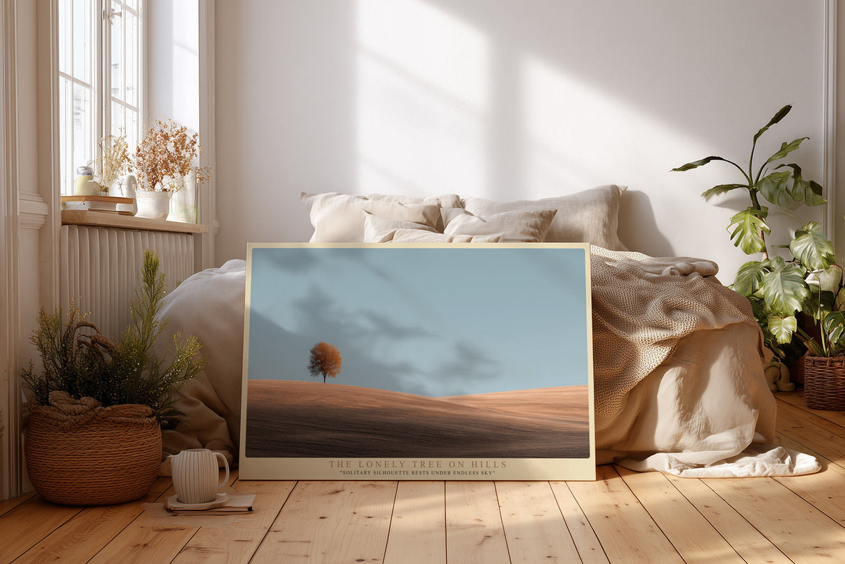 Paul Sinus Wandbild The Lonely Tree on Hills minimalistisches Landschaftsmotiv mit einsamem Baum und sanften Hügeln