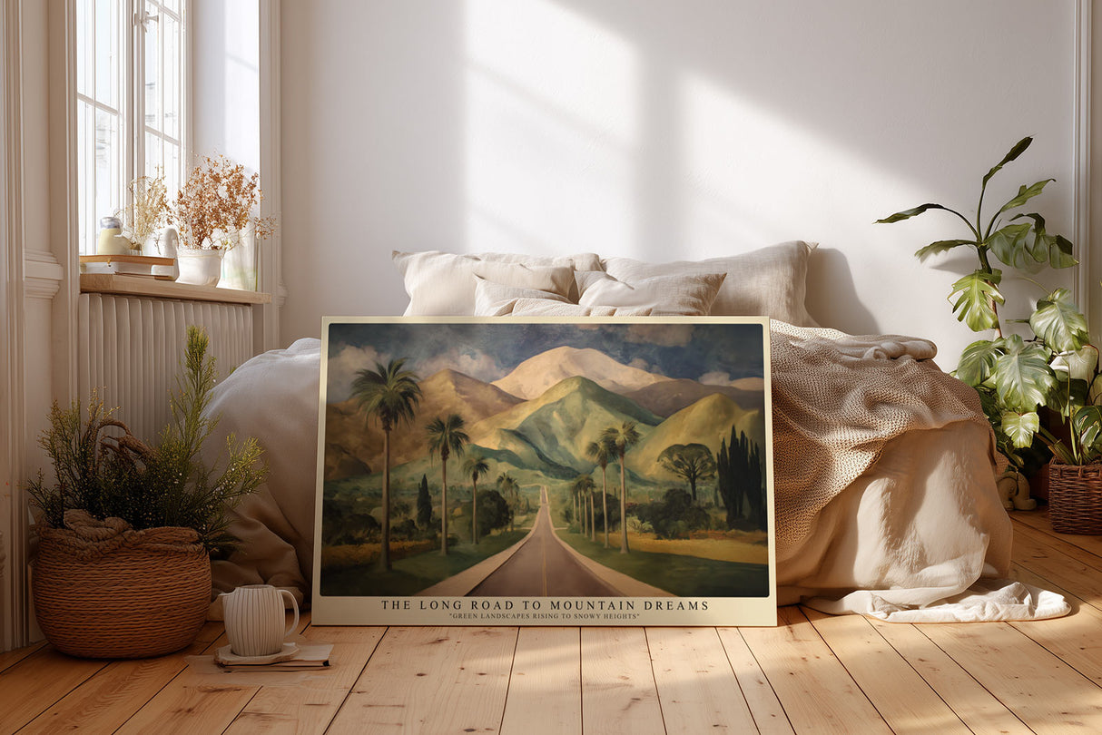Paul Sinus Wandbild The Long Road to Mountain Dreams Green Landscapes Rising to Snowy Heights