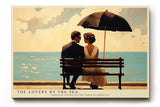 Paul Sinus Wandbild The Lovers by the Sea – Romantisches Paar am Meer unter Sonnenschirm