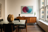 Paul Sinus Wandbild The Meeting of Two Circles minimalistisches Farbmotiv mit sich überschneidenden roten und blauen Kreisen
