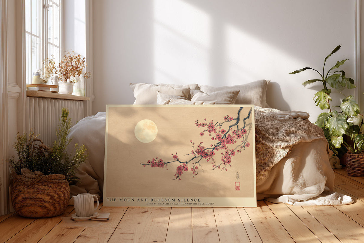 Paul Sinus Wandbild The Moon and Blossom Silence Cherry Branches Reach Toward the Full Moon