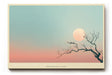 Paul Sinus Wandbild The Moon and the Tree minimalistisches Naturmotiv mit Mond, Baum und Vögeln in sanften Pastellfarben für ruhige moderne Interieurs