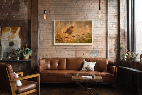 Paul Sinus Wandbild The Morning Robin – Zartes Rotkehlchen im goldenen Morgenlicht, Symbol für Hoffnung und den Beginn eines neuen Tages