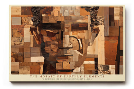 Paul Sinus Wandbild The Mosaic of Earthly Elements kunstvolles Porträt aus Holzstrukturen und natürlichen Farbtönen