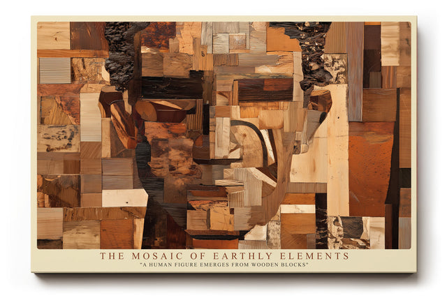 Paul Sinus Wandbild The Mosaic of Earthly Elements kunstvolles Porträt aus Holzstrukturen und natürlichen Farbtönen