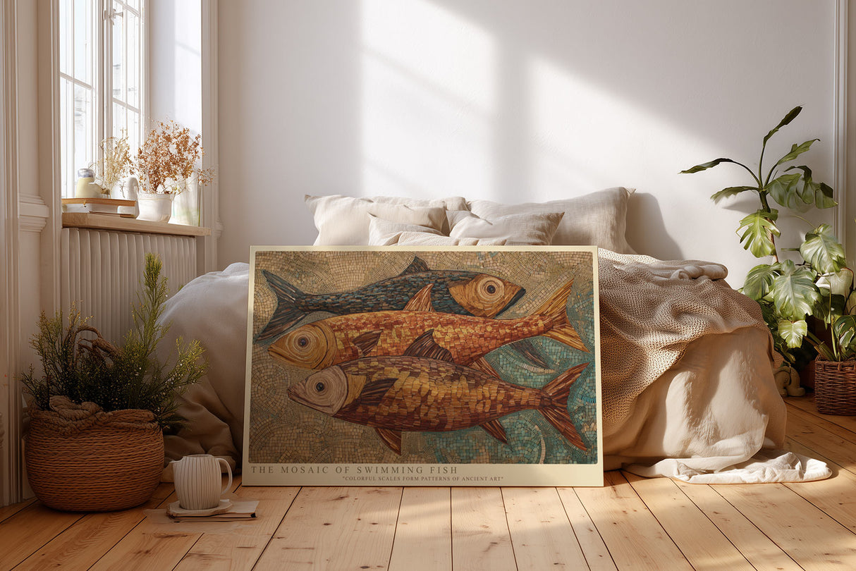 Paul Sinus Wandbild The Mosaic of Swimming Fish Artistic Ocean Pattern in Warm Colors