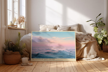 Paul Sinus Wandbild The Ocean of Soft Colors Sanfte Meereslandschaft mit zartem Wellenspiel unter einem rosa-blauen Abendhimmel voller Ruhe und Weite.