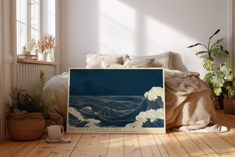 Paul Sinus Wandbild The Ocean’s Eternal Lines – Stilisiertes Wellenmotiv in Liniengrafik, Symbol für Bewegung, Rhythmus und die Unendlichkeit des Meeres