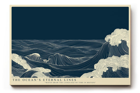 Paul Sinus Wandbild The Ocean’s Eternal Lines – Stilisiertes Wellenmotiv in Liniengrafik, Symbol für Bewegung, Rhythmus und die Unendlichkeit des Meeres
