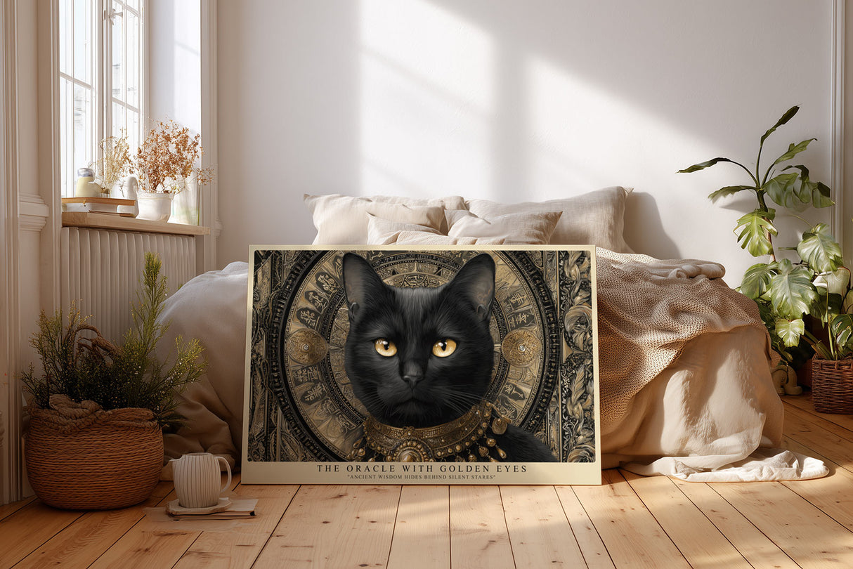 Paul Sinus Wandbild The Oracle with Golden Eyes Black Cat Symbol of Mystery and Wisdom