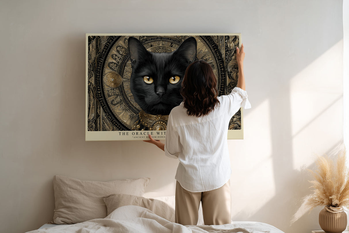 Paul Sinus Wandbild The Oracle with Golden Eyes Black Cat Symbol of Mystery and Wisdom