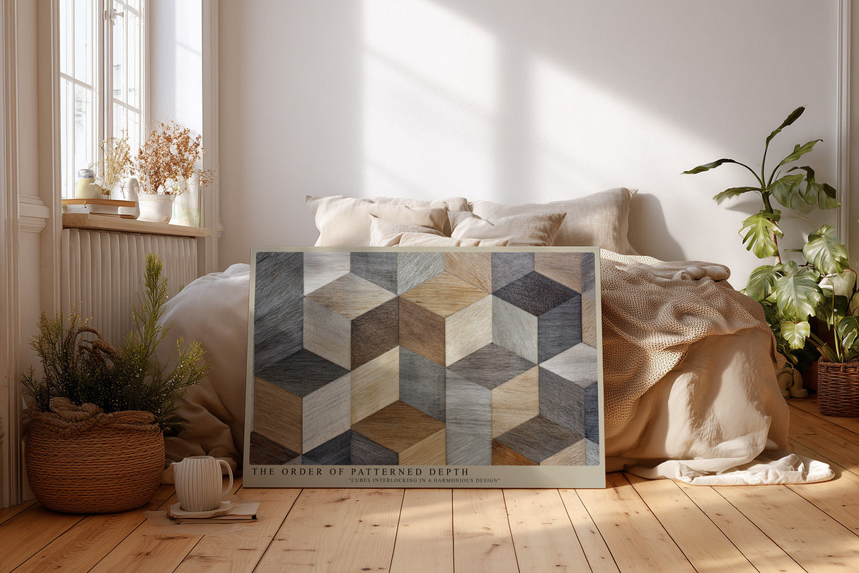 Paul Sinus Wandbild The Order of Patterned Depth Geometric Harmony in Wooden Tones