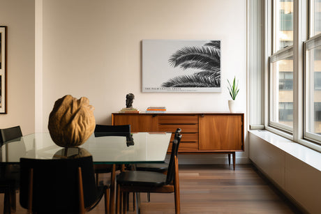 Paul Sinus Wandbild The Palm Leaves Above – Tropische Formen im monochromen Spiel aus Licht und Schatten