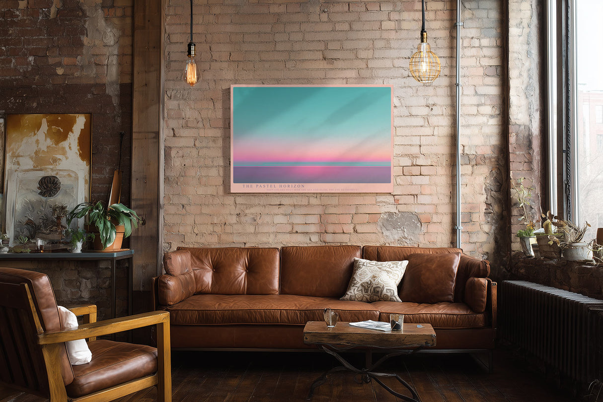 Paul Sinus Wandbild The Pastel Horizon farbintensives Landschaftsmotiv mit sanften Verläufen in Rosa und Türkis für moderne Räume voller Harmonie und Weite