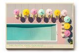 Paul Sinus Wandbild The Pastel Pool Paradise modernes Sommermotiv mit pastellfarbenen Sonnenschirmen am Pool