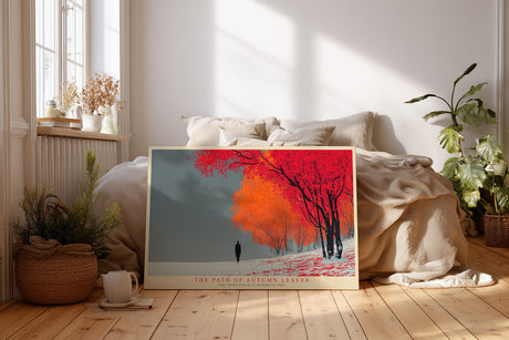 Paul Sinus Wandbild The Path of Autumn Leaves – Herbstlicher Weg in warmen Rottönen