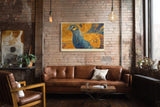 Paul Sinus Wandbild The Phoenix of Gold and Blue symbolisches Tiermotiv mit goldenen und blauen Ornamentfedern