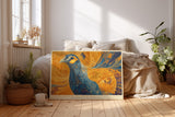 Paul Sinus Wandbild The Phoenix of Gold and Blue symbolisches Tiermotiv mit goldenen und blauen Ornamentfedern