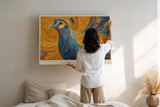 Paul Sinus Wandbild The Phoenix of Gold and Blue symbolisches Tiermotiv mit goldenen und blauen Ornamentfedern