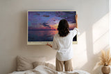 Paul Sinus Wandbild The Pixelated Sunset Horizon – Abstrakte Interpretation eines Sonnenuntergangs in geometrischen Farbflächen, Symbol für Moderne und Emotion