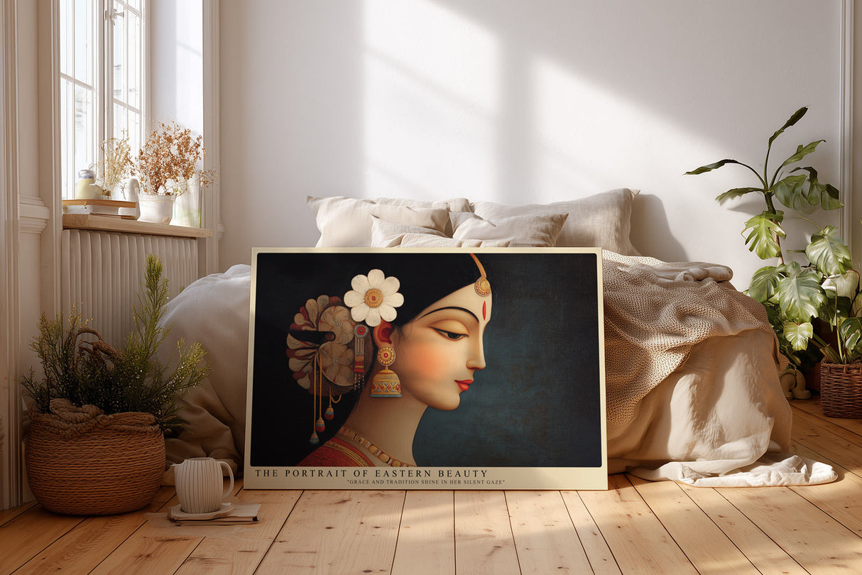 Paul Sinus Wandbild The Portrait of Eastern Beauty elegantes Profilporträt mit traditionellen Elementen und sanften Farben