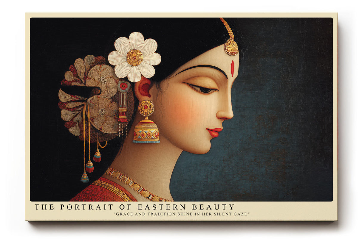 Paul Sinus Wandbild The Portrait of Eastern Beauty elegantes Profilporträt mit traditionellen Elementen und sanften Farben