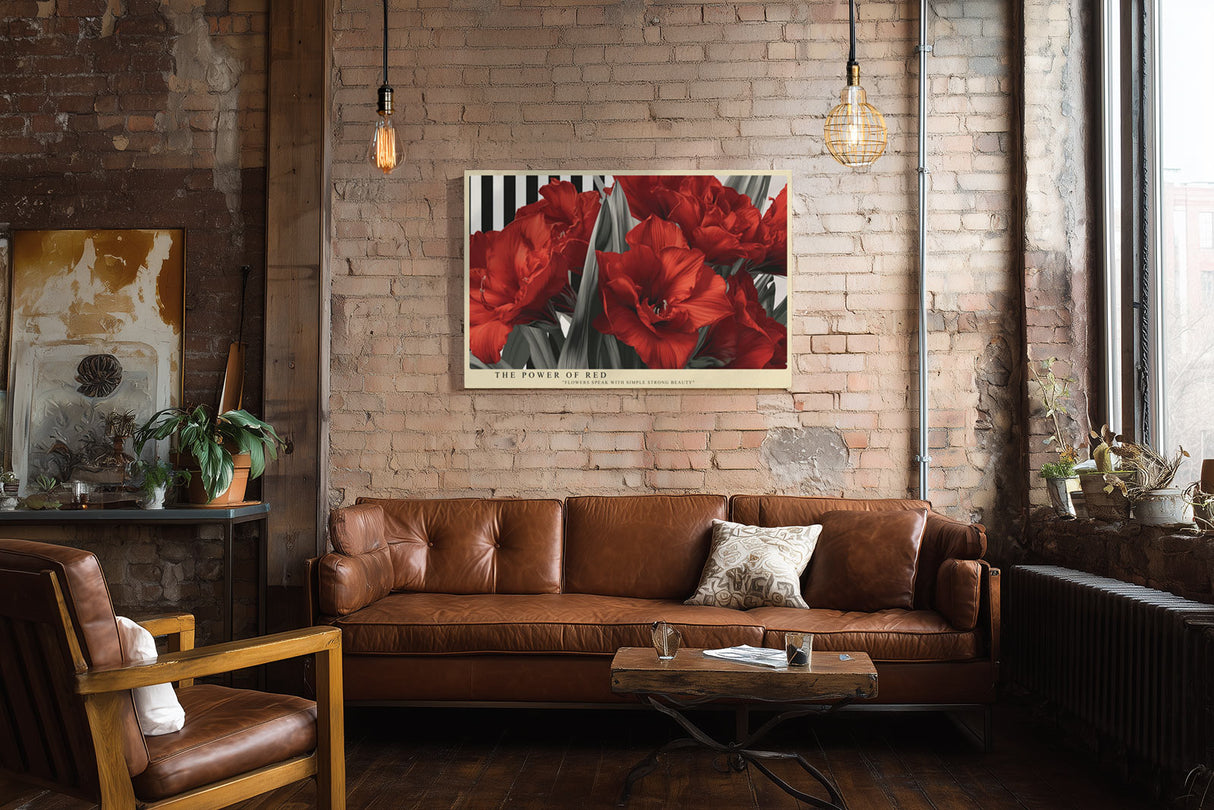 Paul Sinus Wandbild The Power of Red – expressive rote Blüten auf kontrastierendem Hintergrund für moderne Raumwirkung mit Eleganz und Stärke