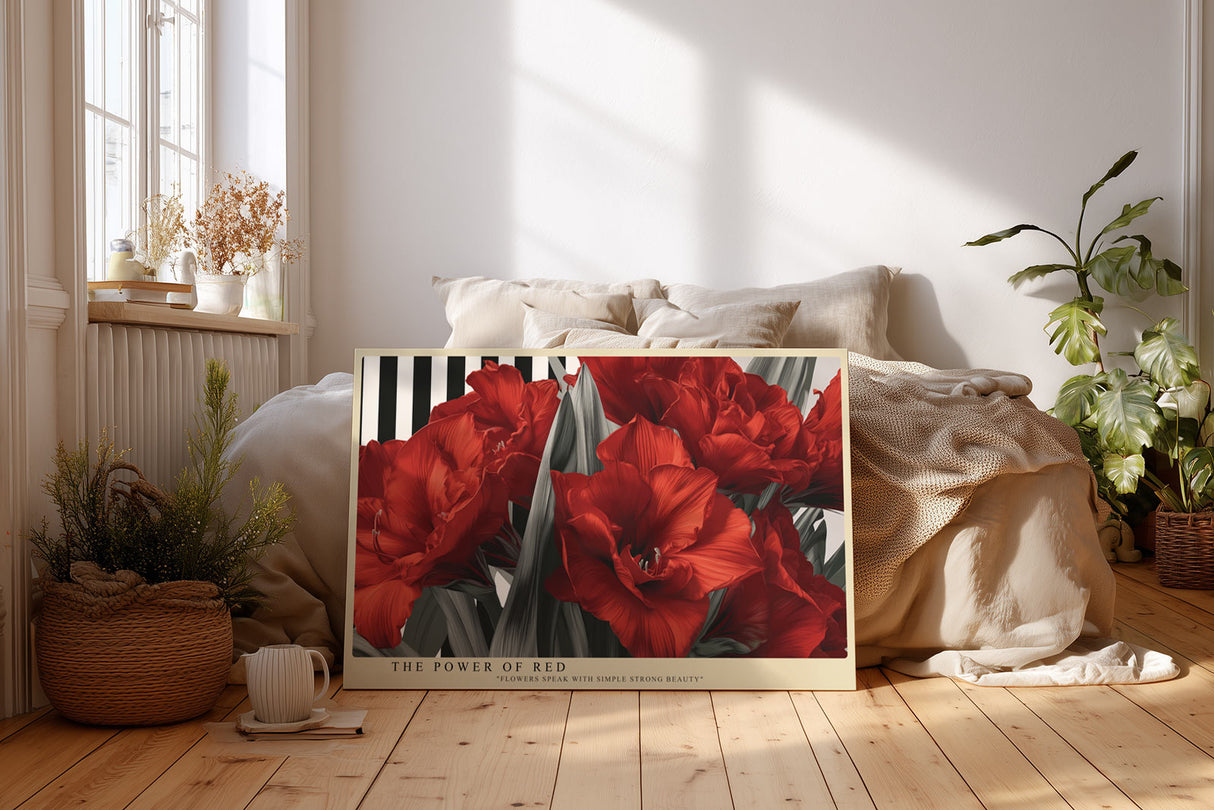 Paul Sinus Wandbild The Power of Red – expressive rote Blüten auf kontrastierendem Hintergrund für moderne Raumwirkung mit Eleganz und Stärke