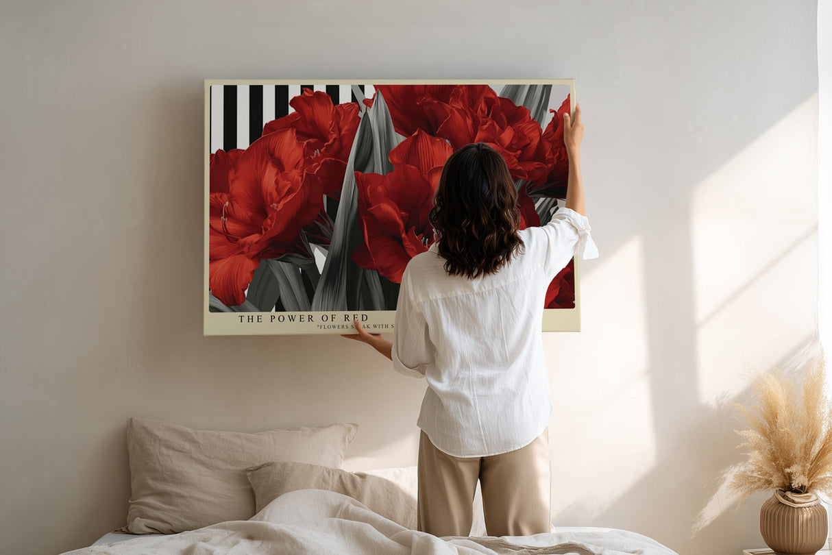 Paul Sinus Wandbild The Power of Red – expressive rote Blüten auf kontrastierendem Hintergrund für moderne Raumwirkung mit Eleganz und Stärke