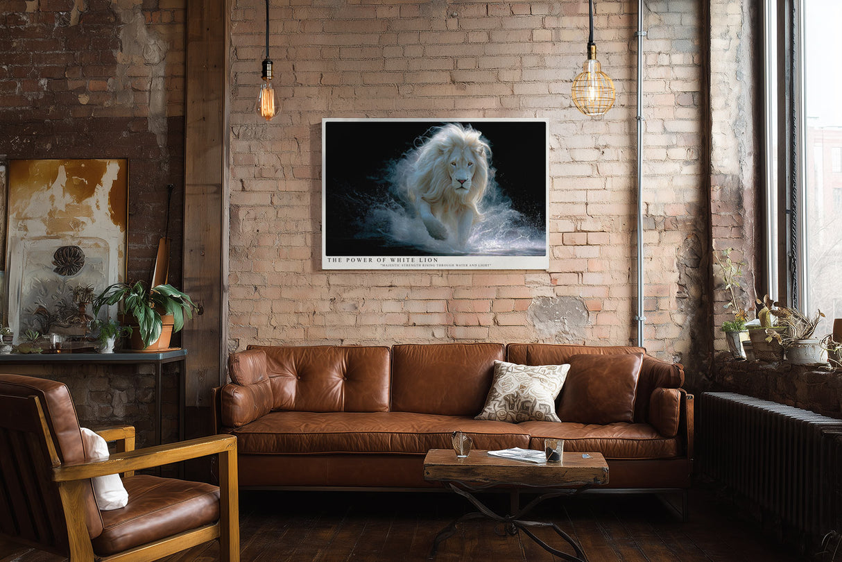 Paul Sinus Wandbild The Power of White Lion – Majestätische Stärke in Licht und Bewegung