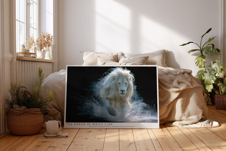 Paul Sinus Wandbild The Power of White Lion – Majestätische Stärke in Licht und Bewegung