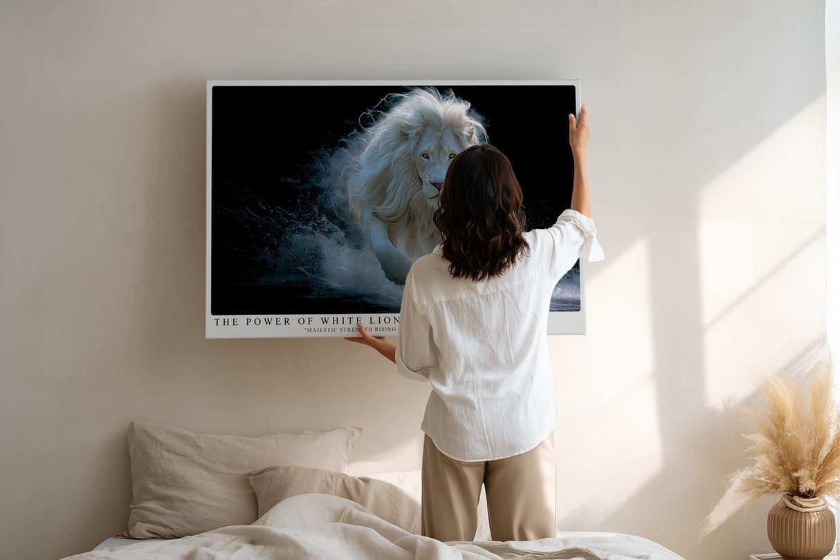 Paul Sinus Wandbild The Power of White Lion – Majestätische Stärke in Licht und Bewegung