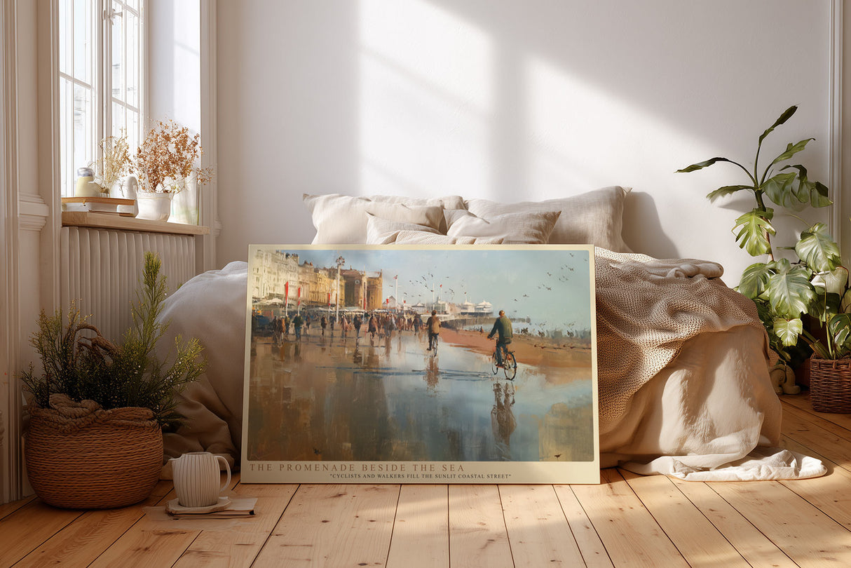 Paul Sinus Wandbild The Promenade Beside the Sea Coastal Street in Afternoon Light